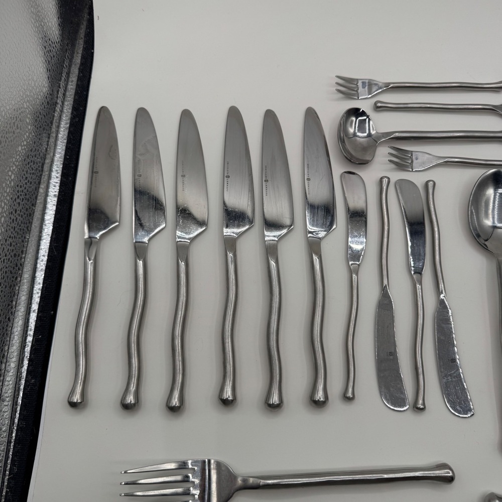 Gourmet Settings Treble Clef 18/10 Stainless Flatware Set 25 Piece Hand Forged - Picture 2 of 13